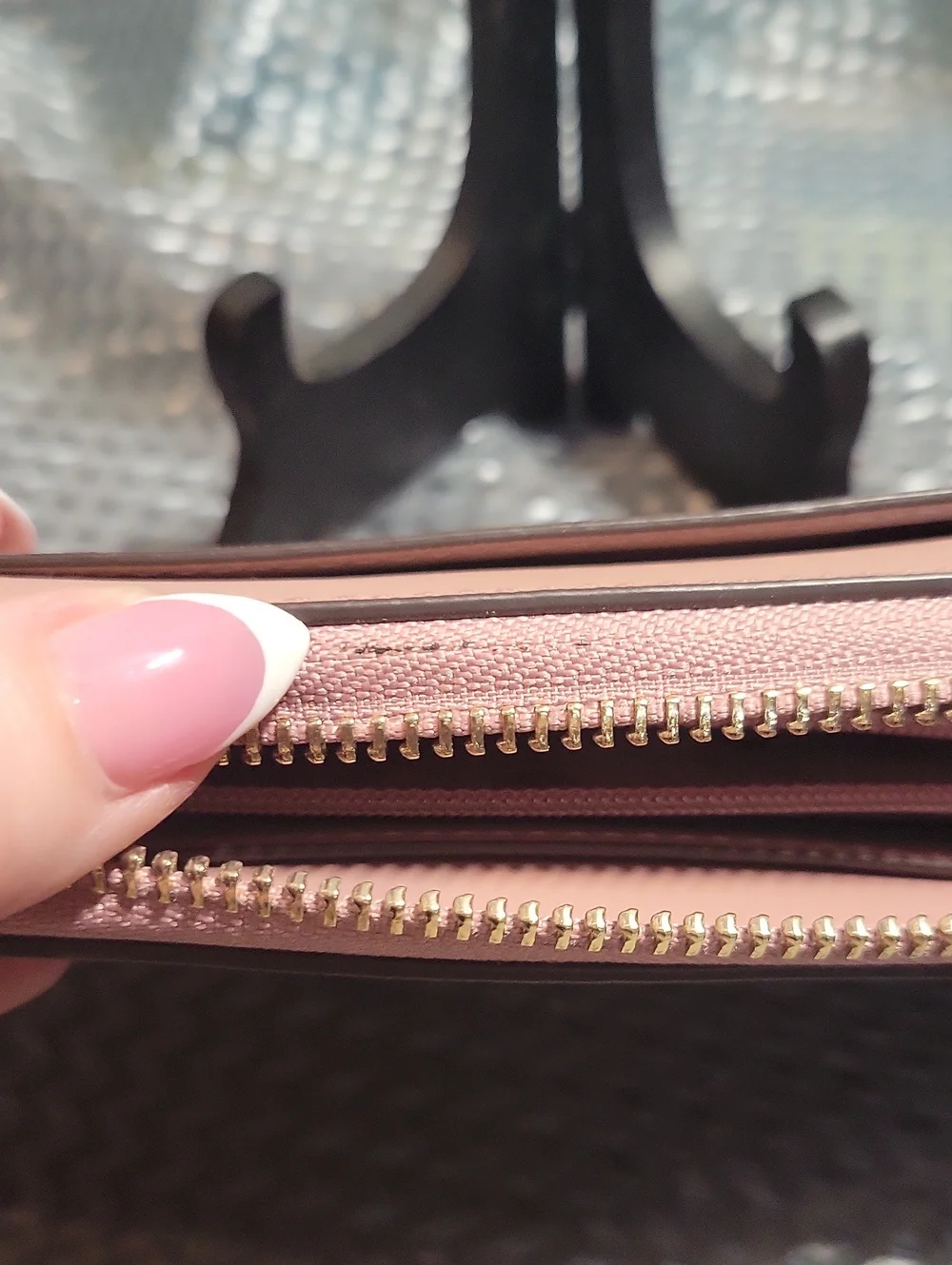 kate spade Powder Pink Zip Wallet with Gold Logo